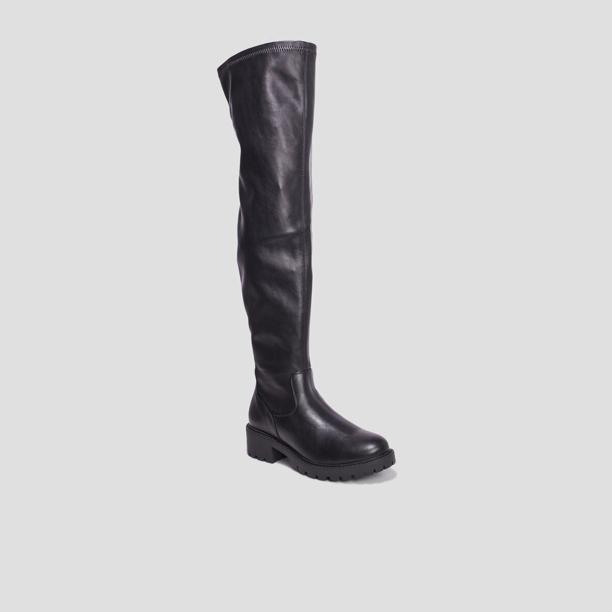 Bottes cuissardes semelle chunky noir femme