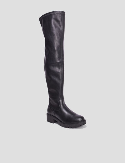 Bottes cuissardes semelle chunky noir femme