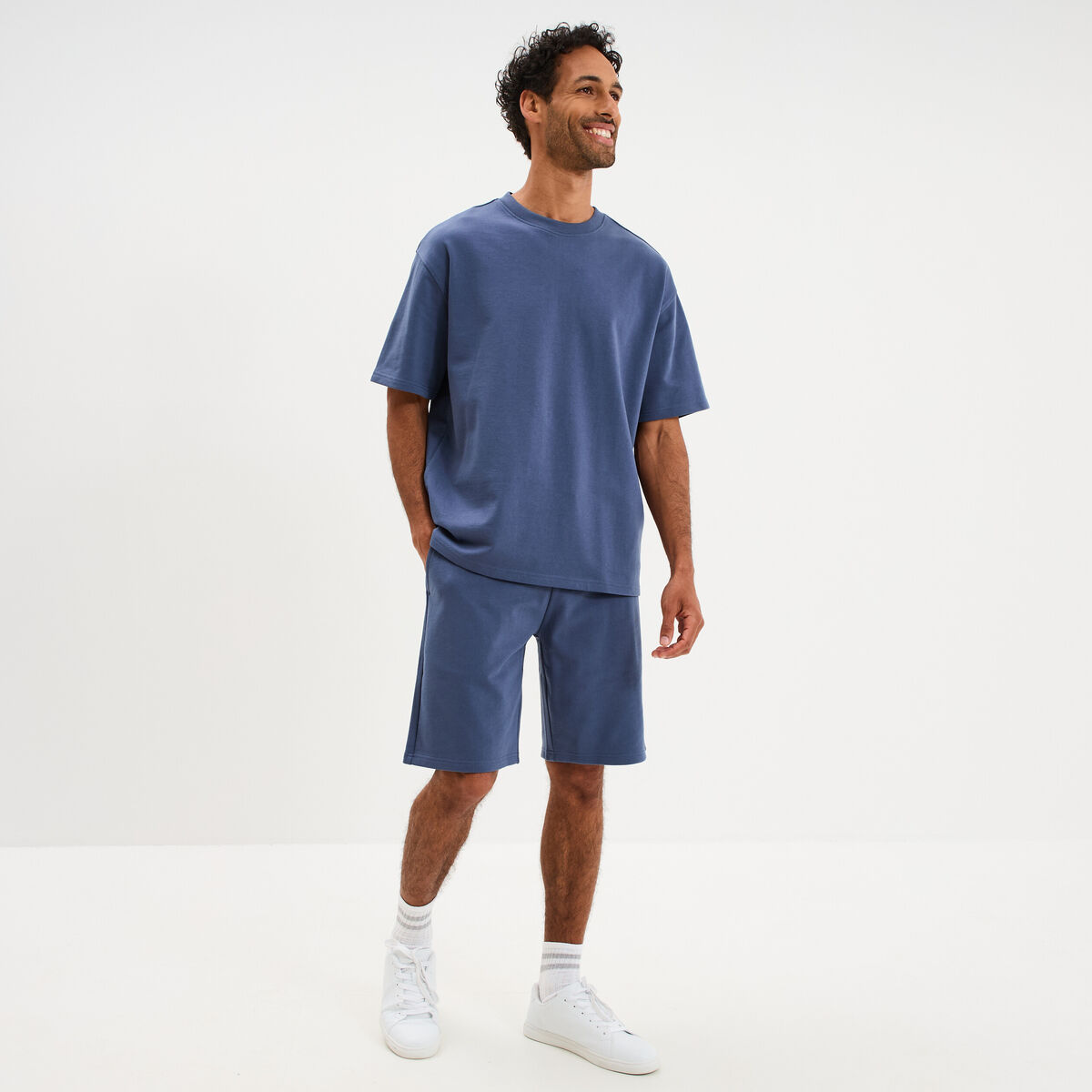 Short de jogging taille &eacute;lastiqu&eacute;e l&eacute;ger bleu homme