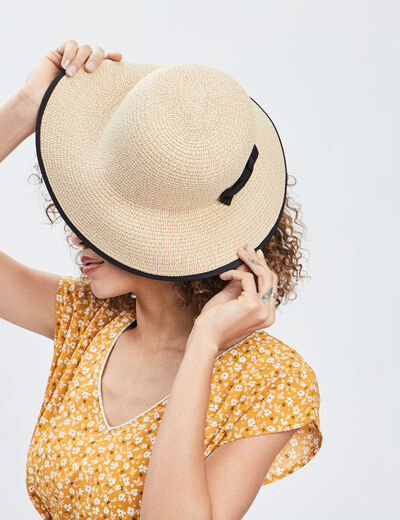 Chapeau en paille noir femme