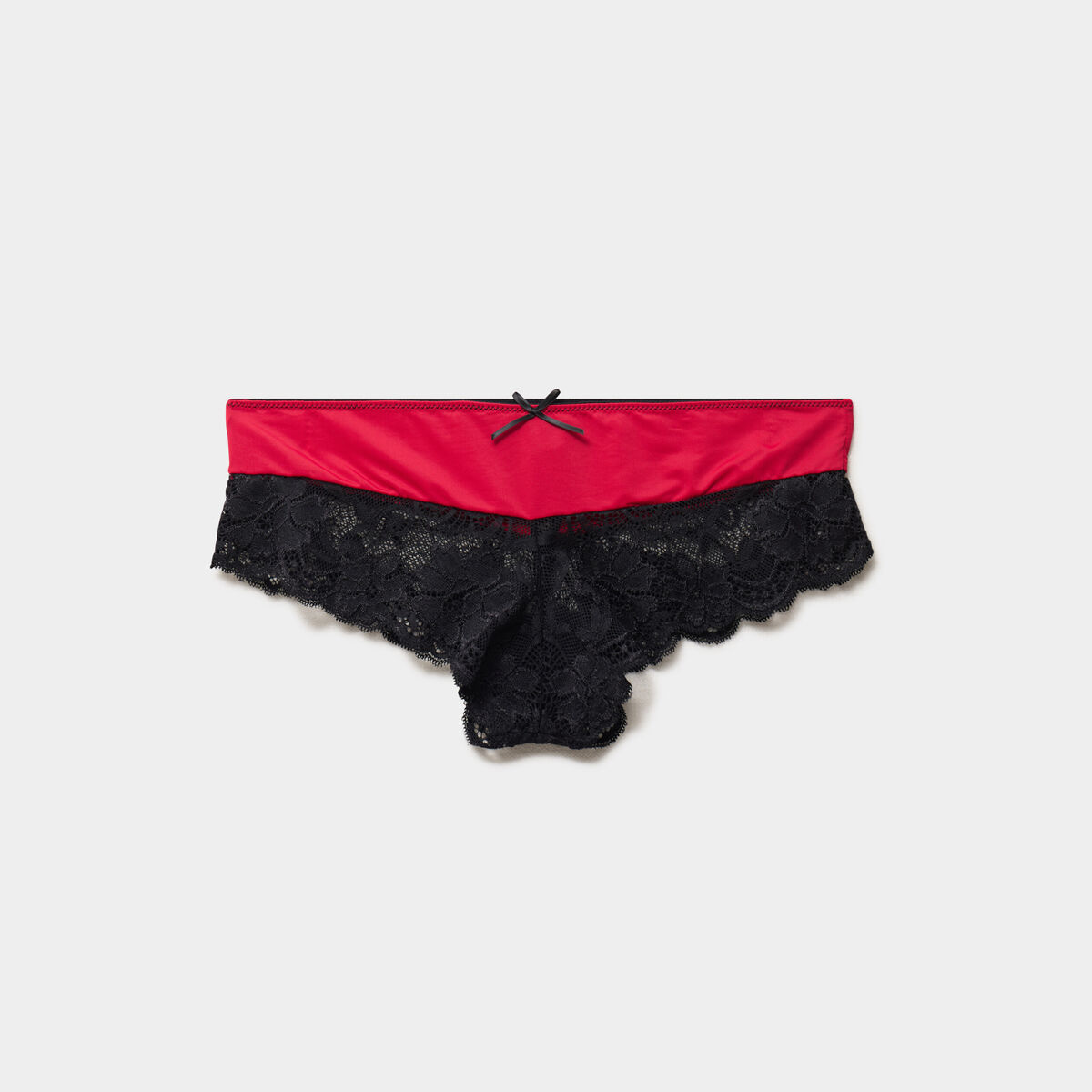 Shorty microfibre avec dentelle rose framboise femme