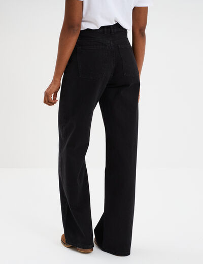Jeans large coton denim noir femme