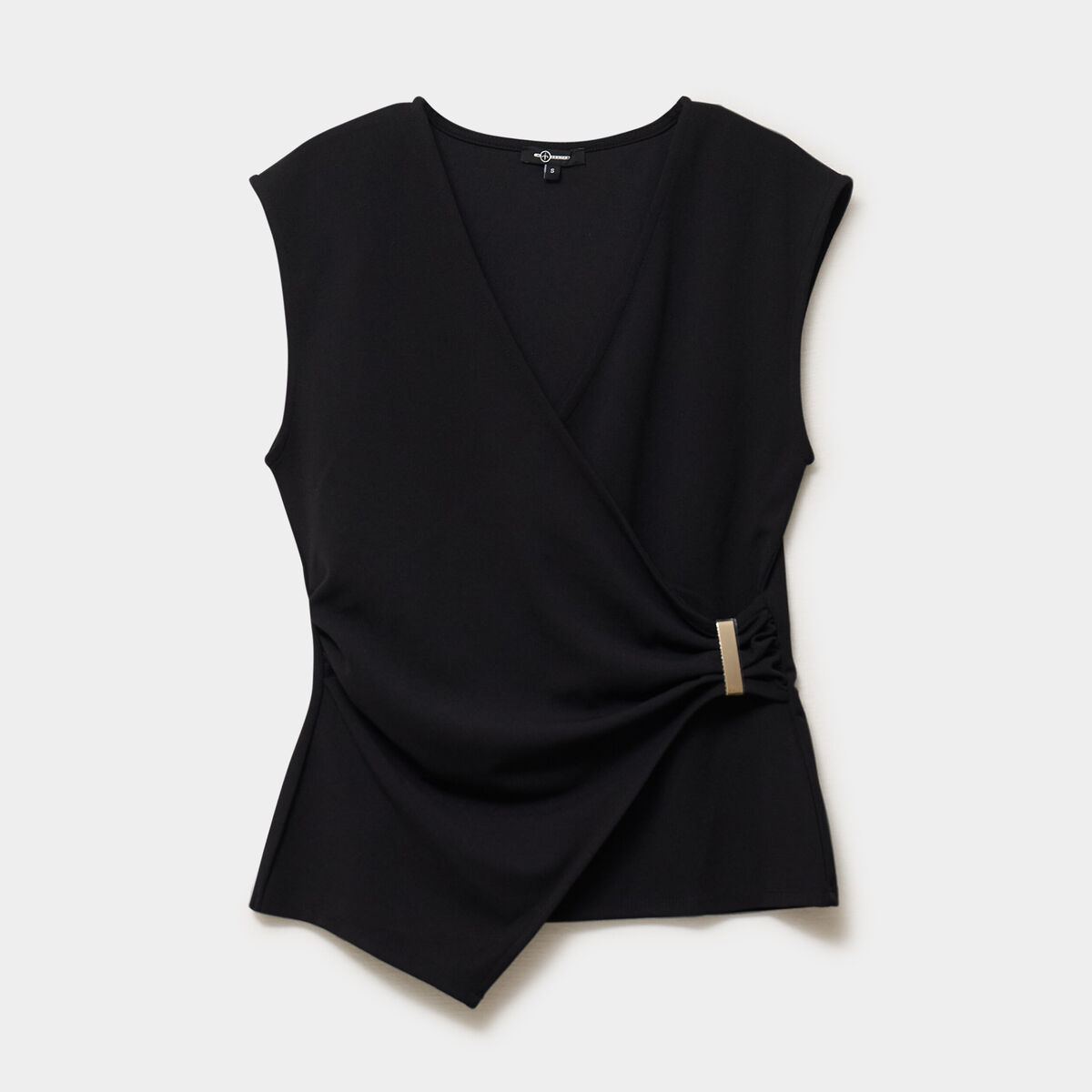 D&eacute;bardeur col cache-coeur noir femme