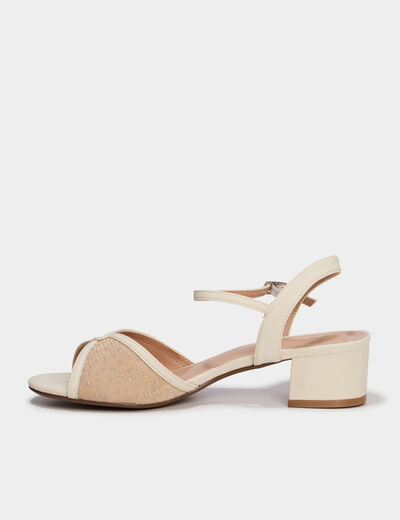 Sandales &agrave; talons 5 cm blanc femme