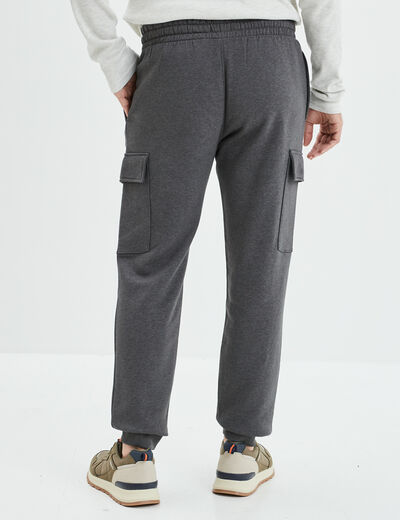Pantalon jogging cargo poches latérales gris foncé homme