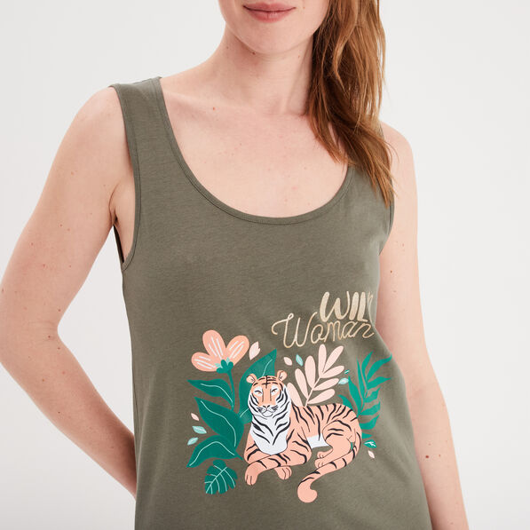 chemise de nuit sans manches coton vert kaki femme Chemise de nuit sans manches coton vert kaki femme