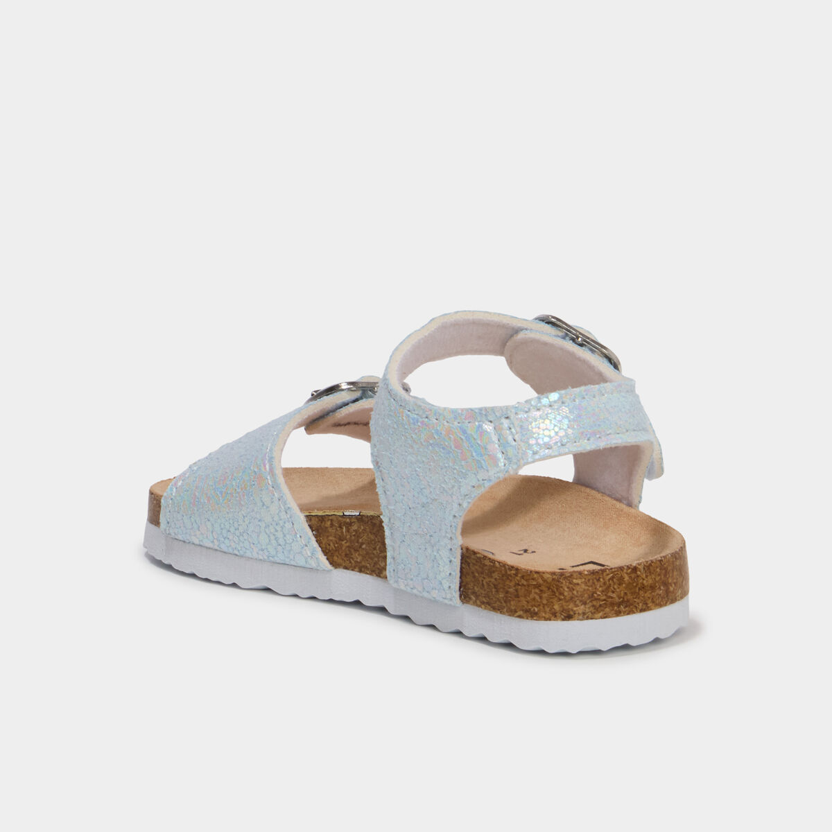 Sandales &agrave; paillettes et boucles bleu ciel b&eacute;b&eacute; fille