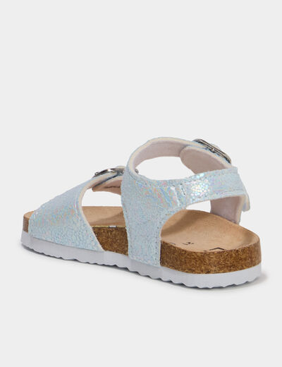 Sandales &agrave; paillettes et boucles bleu ciel b&eacute;b&eacute; fille