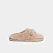 Chaussons mules effet fausse fourrure sable femme