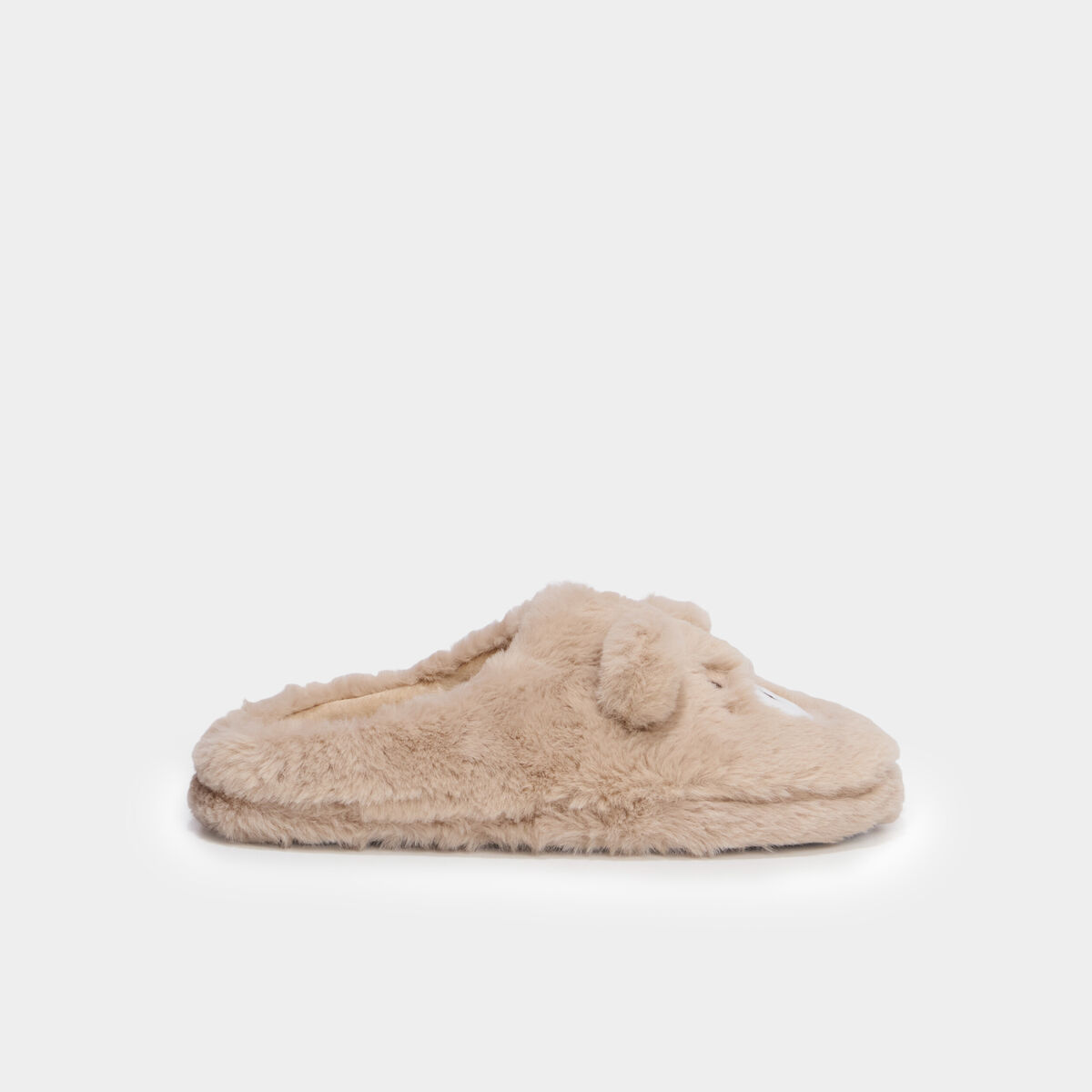 Chaussons mules effet fausse fourrure sable femme