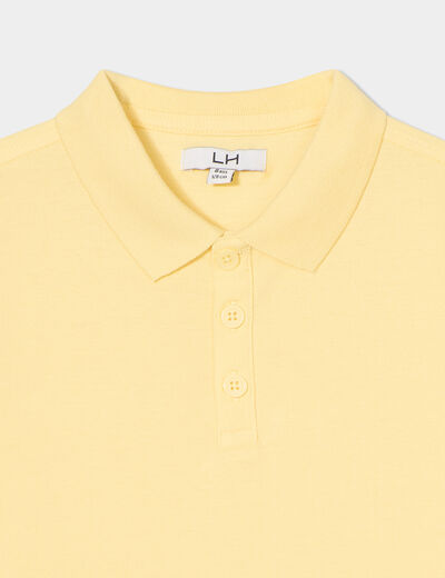 Polo manches courtes à détail brodé jaune clair garçon