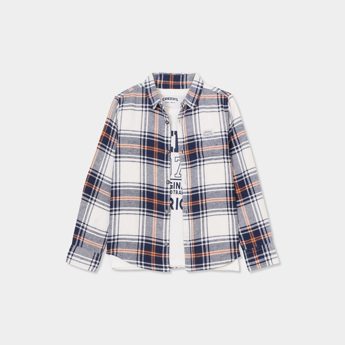 Ensemble chemise et t-shirt coton Creeks ecru garçon