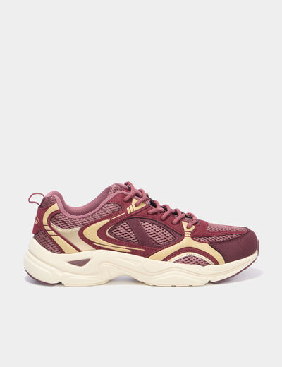 Baskets running &agrave; lacets bordeaux femme