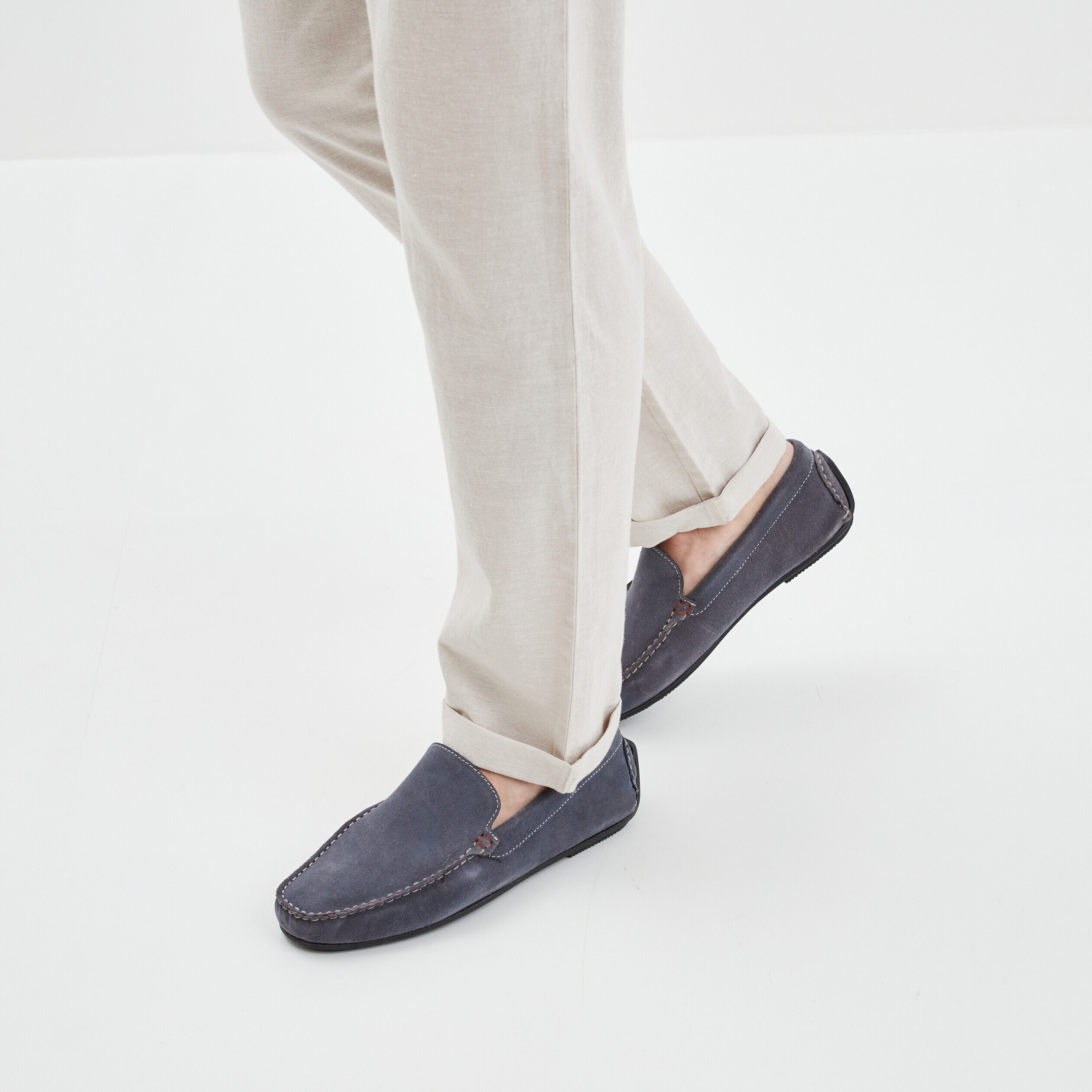 Mocassins en cuir bleu homme LH