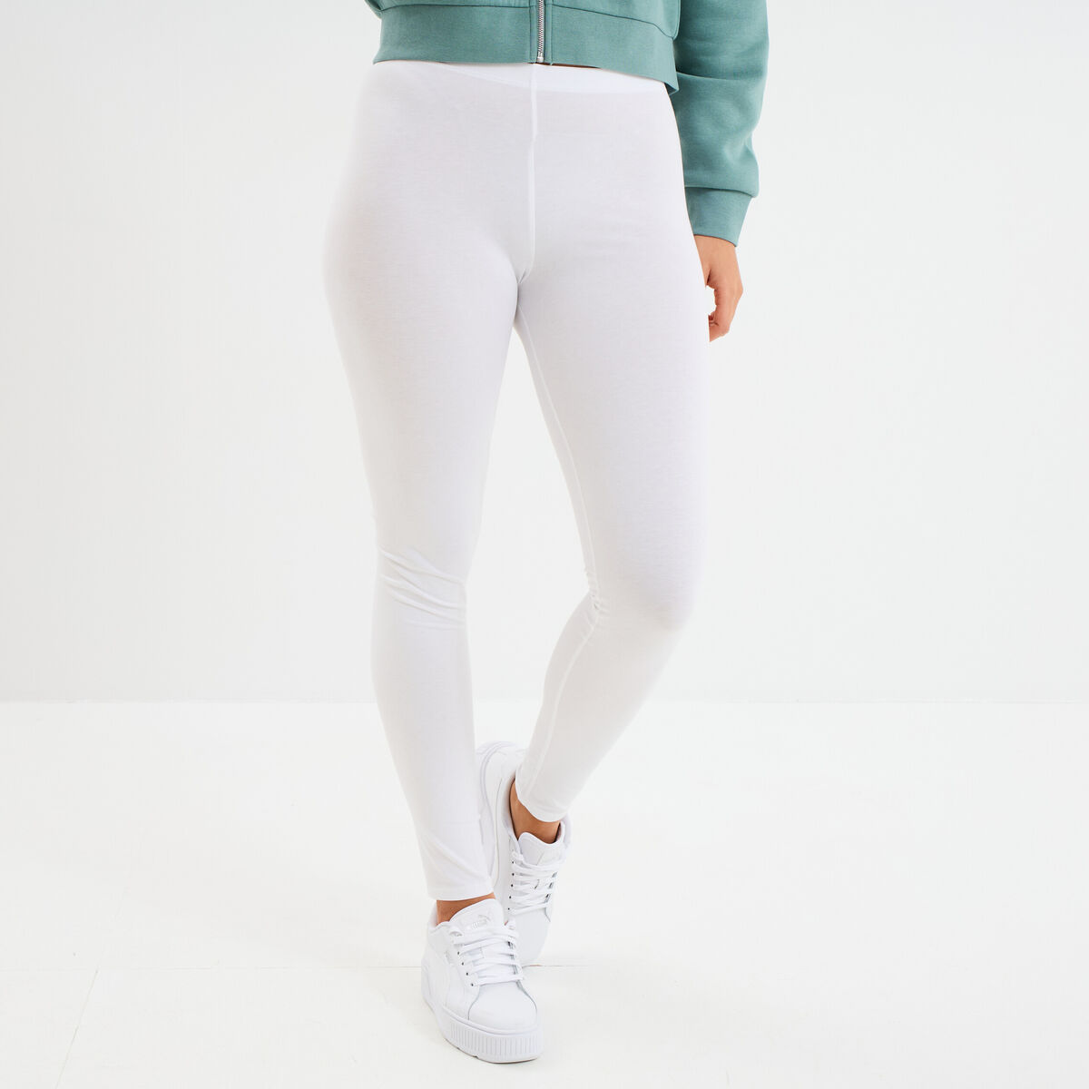 Legging taille haute blanc femme