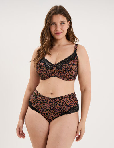 Soutien-gorge corbeille microfibre marron femme grande taille