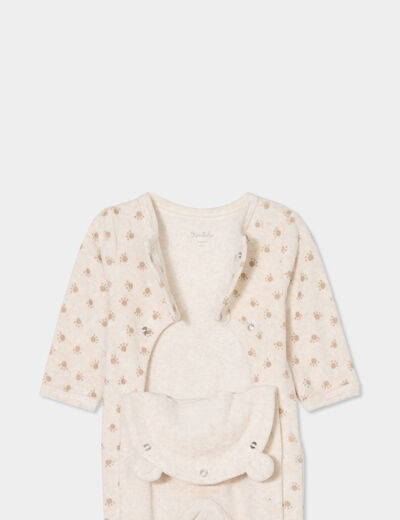Dors-bien effet velours manches longues beige bébé