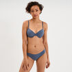 Soutien-gorge corbeille padd&eacute; microfibre bleu gris femme