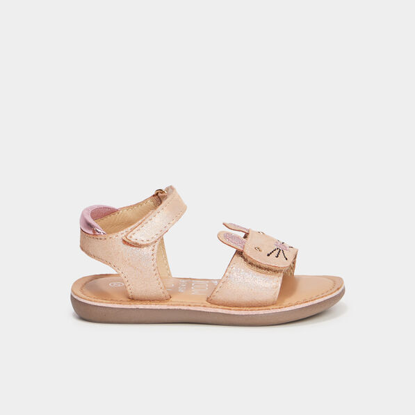 sandales en cuir cloonie rose bebef Sandales en cuir Cloonie rose bébé fille