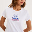 T-shirt manches courtes coton Stitch blanc femme