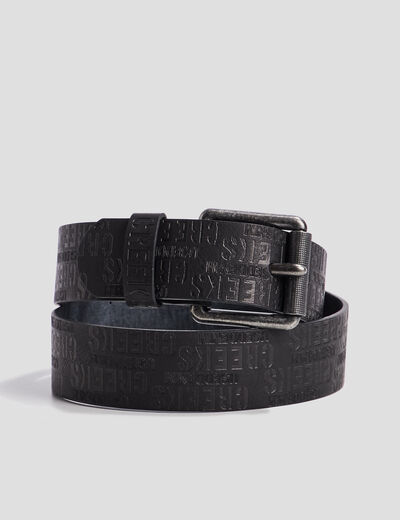 Ceinture emboss&eacute;e noir homme
