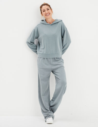 Pantalon de jogging large élastiqué gris femme