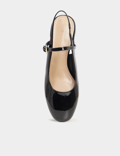 Ballerines à talons vernies noir femme
