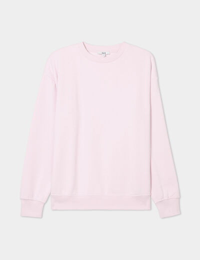 Sweat col rond manches longues rose femme