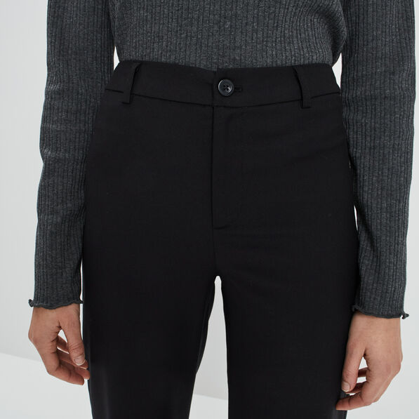 Pantalon large taille haute noir femme
