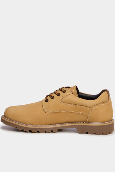 Derbies en cuir &agrave; lacets jaune homme