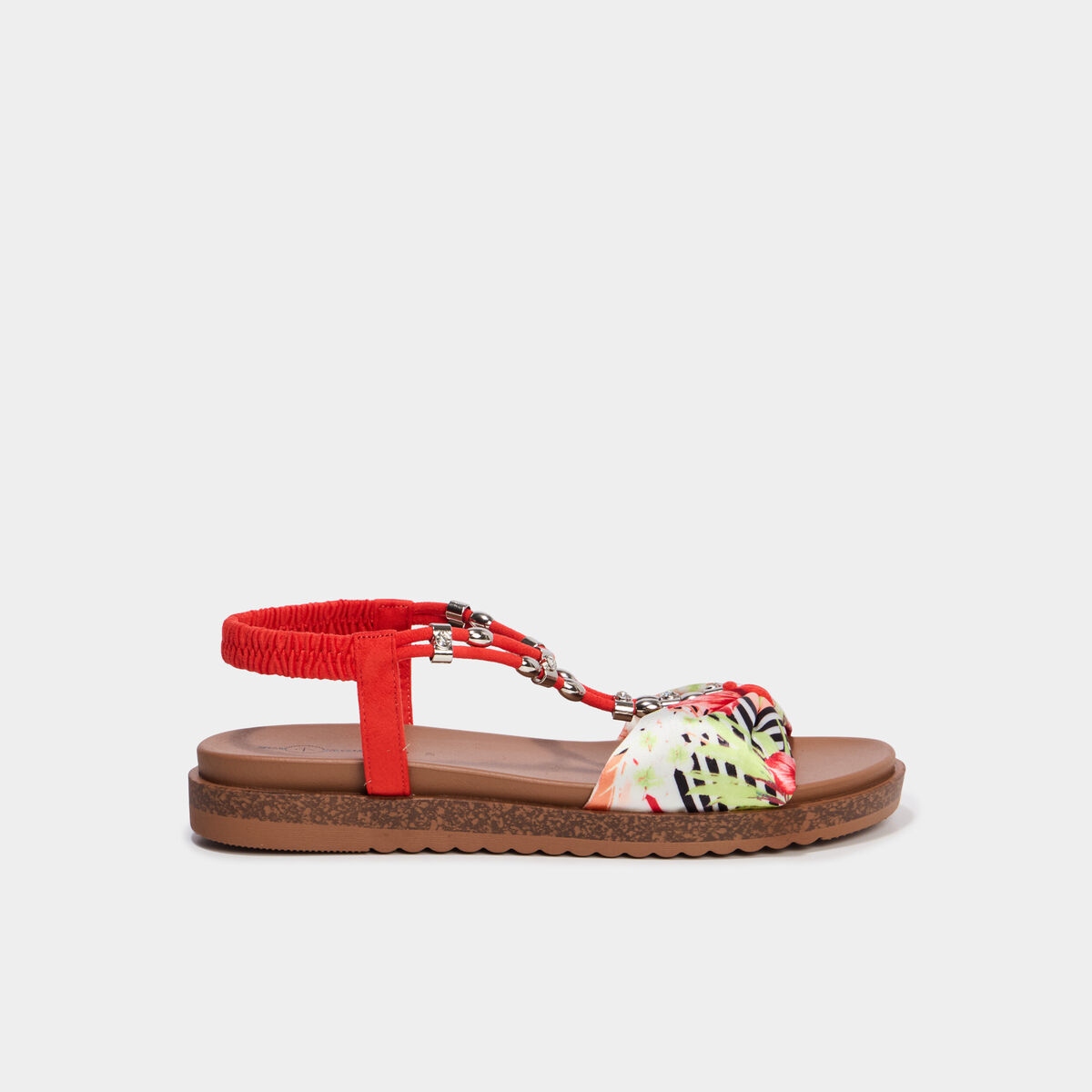 Sandales avec bride effet foulard rouge femme