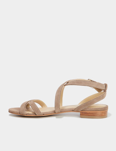 Sandales avec brides en cuir sable femme