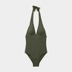 Maillot de bain une pi&egrave;ce gainant vert kaki femme