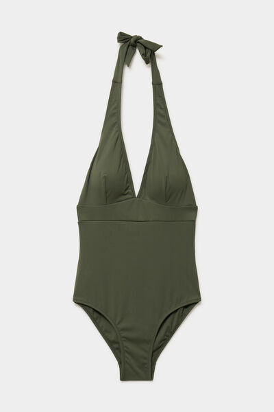 Maillot de bain une pi&egrave;ce gainant vert kaki femme