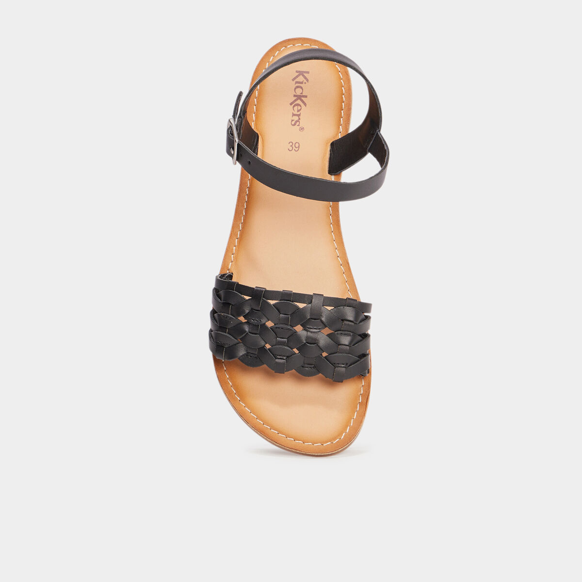 Sandales en cuir Kickers Kickdash noir femme