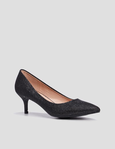 Escarpins &agrave; talons paillet&eacute;s noir femme