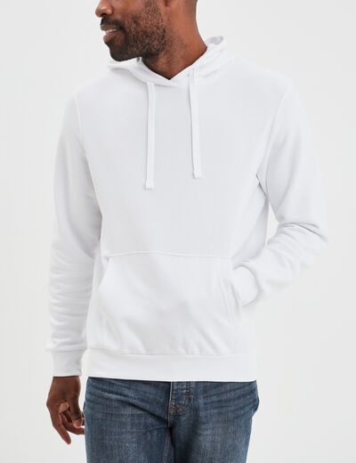 Sweat molleton &agrave; capuche hoodie blanc homme