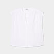 Blouse sans manches col tunisien coton blanc femme