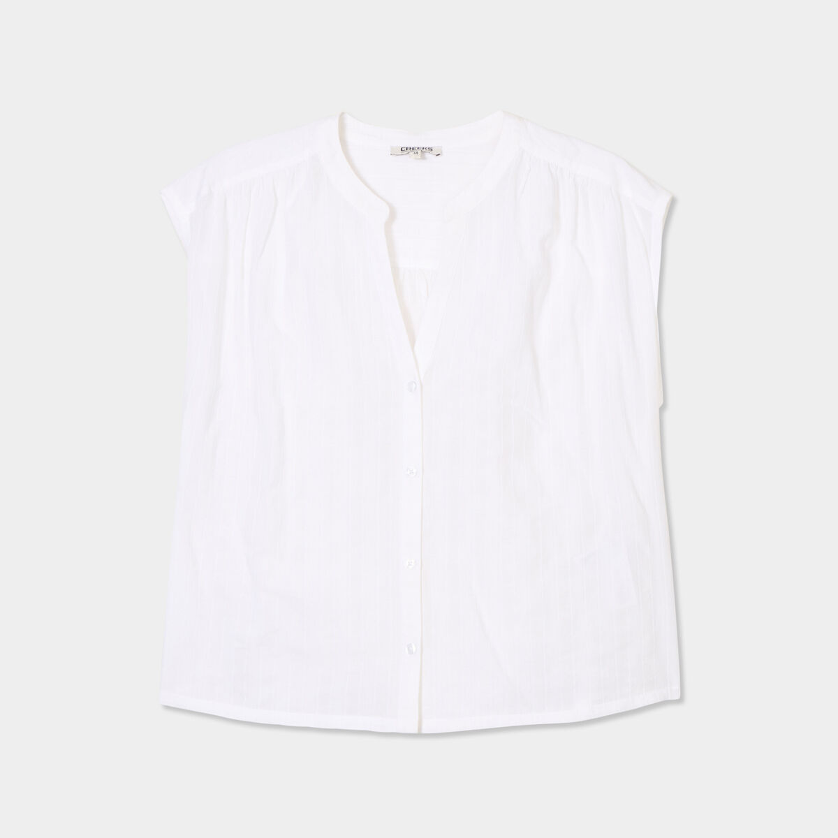 Blouse sans manches col tunisien coton blanc femme