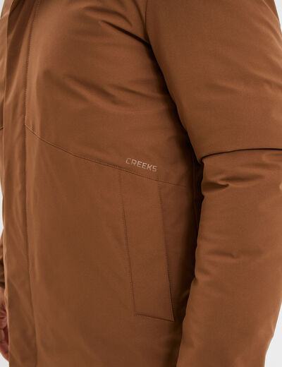 Parka mi-longue &agrave; capuche marron homme
