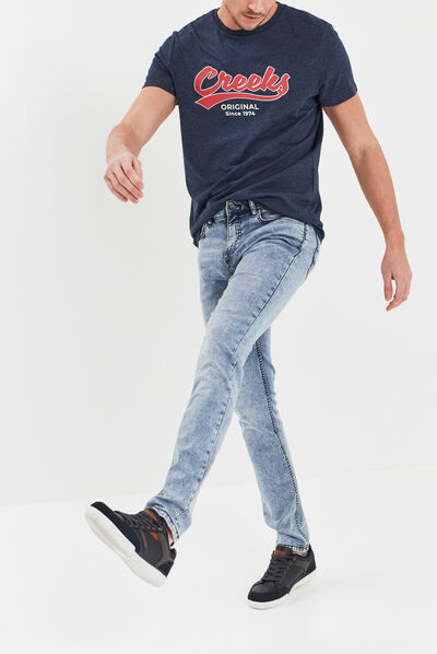 Jeans skinny taille standard denim bleach homme