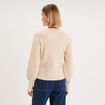 Gilet col rond boutonn&eacute; peplum ecru femme