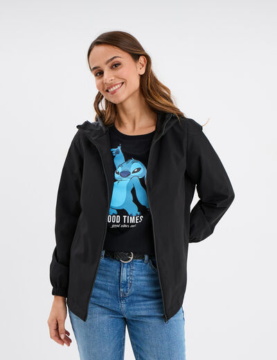 Coupe-vent déperlant à capuche noir femme
