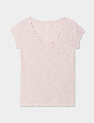 T-shirt manches courtes rose clair femme
