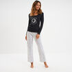 Ensemble pyjama pantalon et t-shirt noir femme