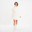 Sweat à capuche polaire fourré ivoire femme