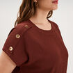 T-shirt manches courtes gaze de coton bordeaux femme grande taille