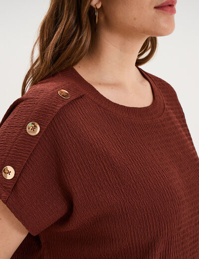 T-shirt manches courtes gaze de coton bordeaux femme grande taille
