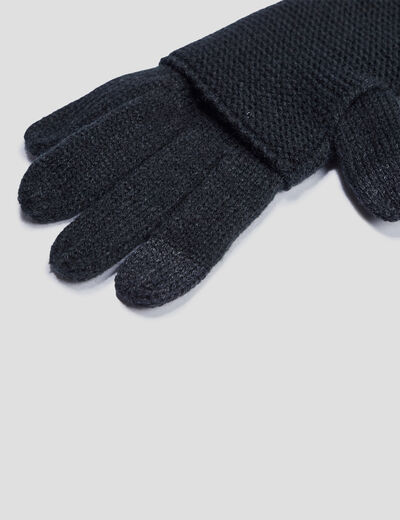 Gants 2-en-1 longs tactiles noir femme