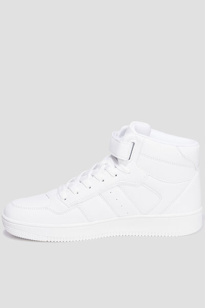 Baskets montantes &agrave; scratchs blanc homme